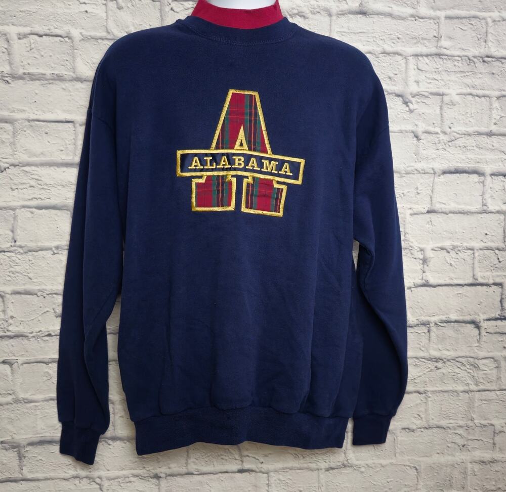 Vintage Navy Blue Alabama Sweatshirt with Red & Yellow Accent